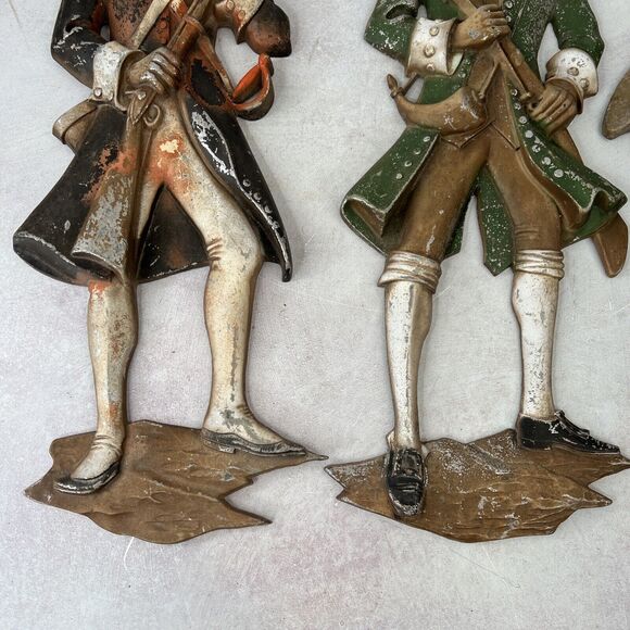 3 Vintage Sexton Cast Metal‎ Continental Army Minuteman Soldiers & BugleWall Art - Picture 3 of 16